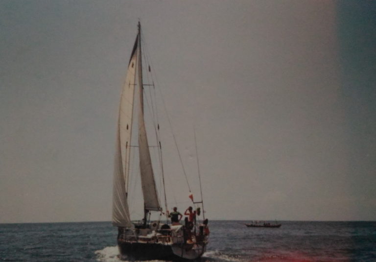 16 Departure for crossing Atlantique in 1991 from San Pedro in Ivory coast.